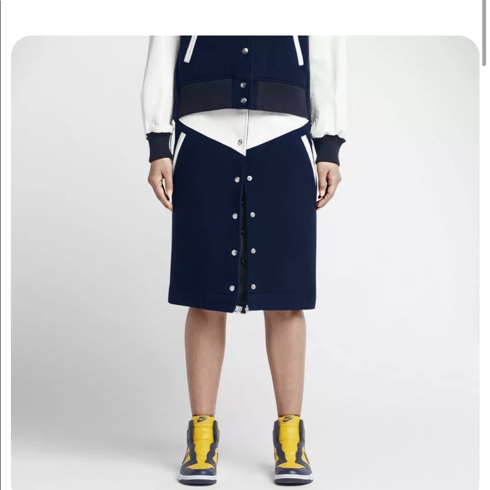 Nike NikeLab Women's Leather and Wool Windrunner Hasidic Knee Length Long Skirt